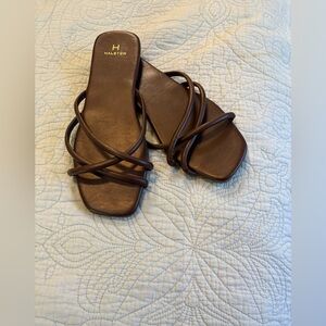 Halston Heritage Dark Brown Crisscross Sandals Size 8